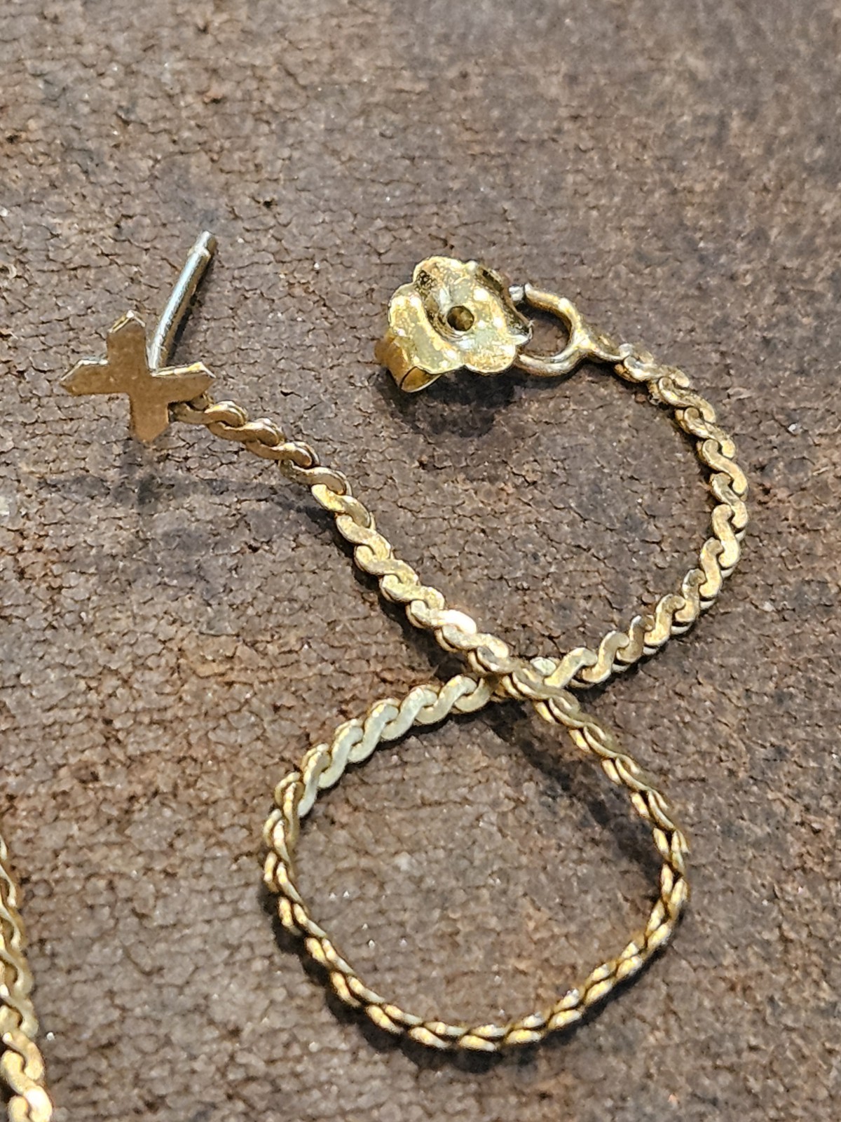 Vintage 1/20 14K Gold Filled S-Link Serpentine Chain Dangle Loop Earrings 2.5″