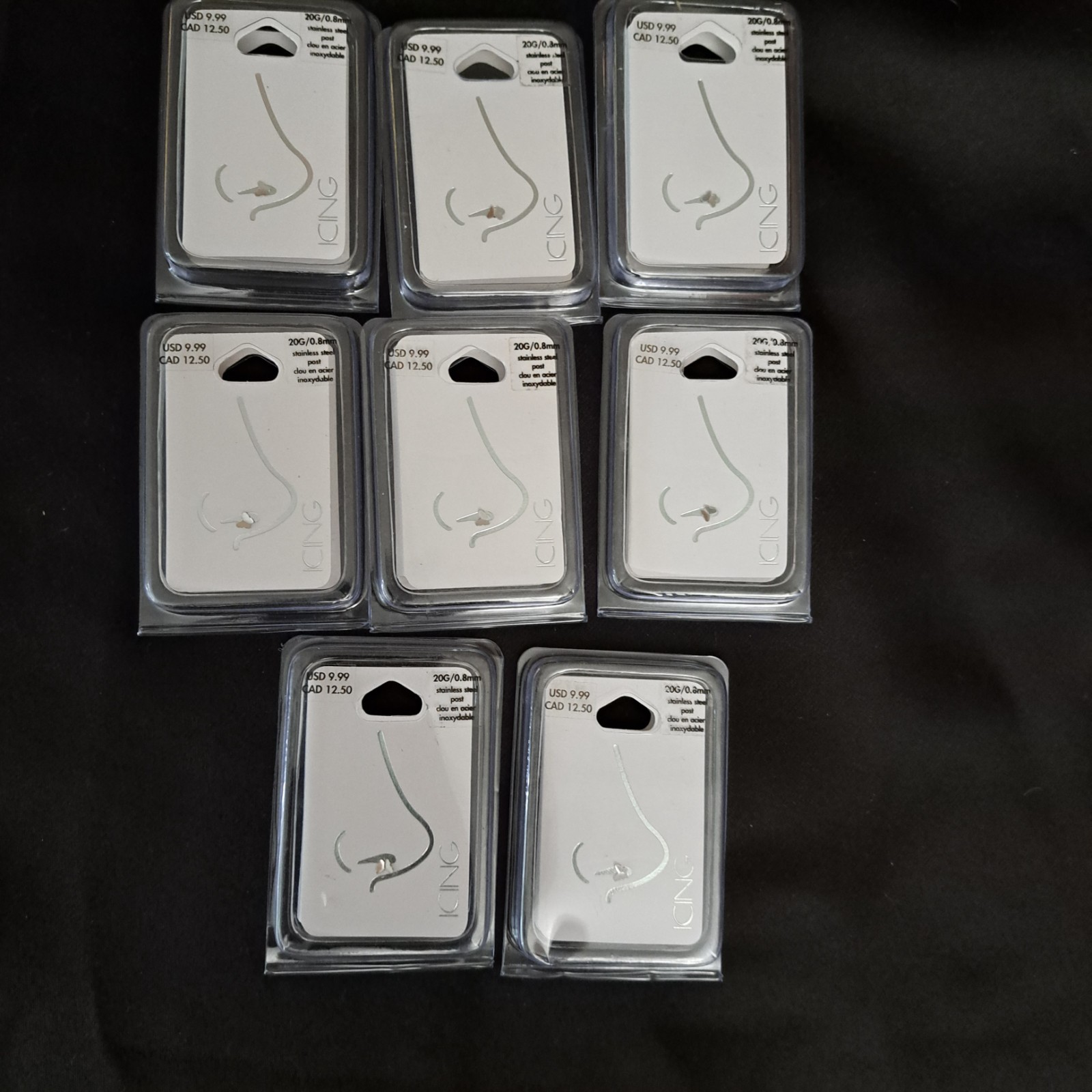 NEW Claire’s ICING Body Jewelry Bulk Lot 8 NOSE Rings Butterfly 20G/0.8mm