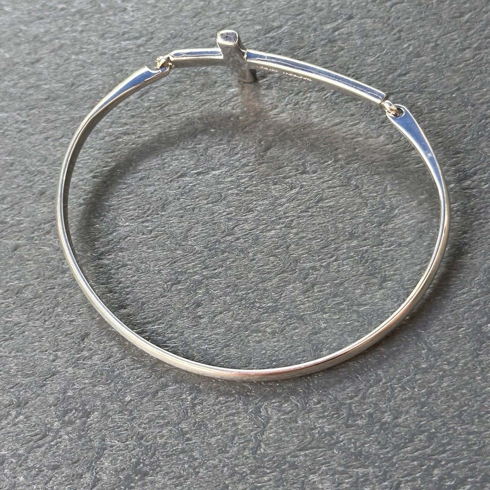 Sterling Silver 925 Holy Cross Bracelet Bangle Size 7 Signed JCM Thailand
