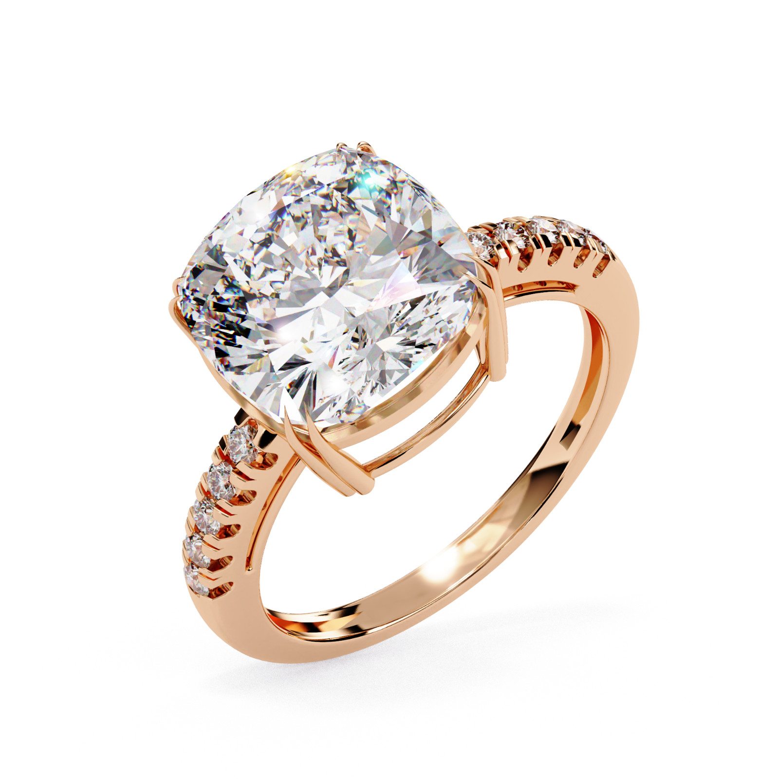 5ct Cushion Cut Moissanite Ring 925 Sterling Silver Gold, Rose Gold Plated Sz. 6