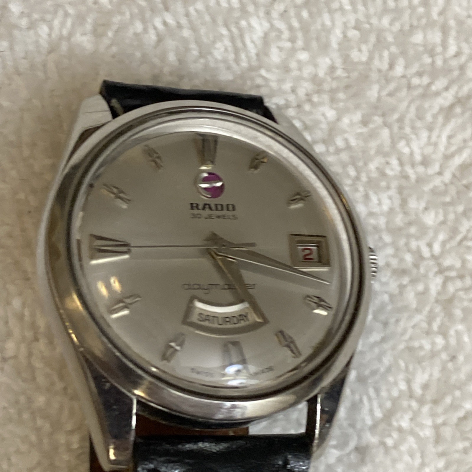 ***Vintage Rare Swiss Rado Men Wristwatch Daymaster 30 Stainless Steel Date Days