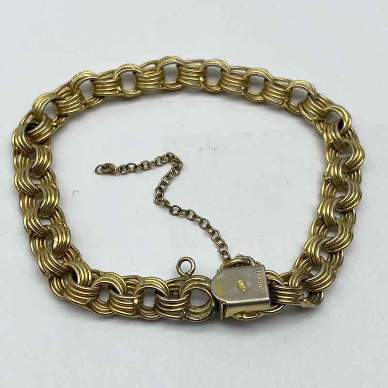 Vintage 12K Gold Filled Triple Link Bracelet 1/20 12K GF GTE Hallmark 7.25″