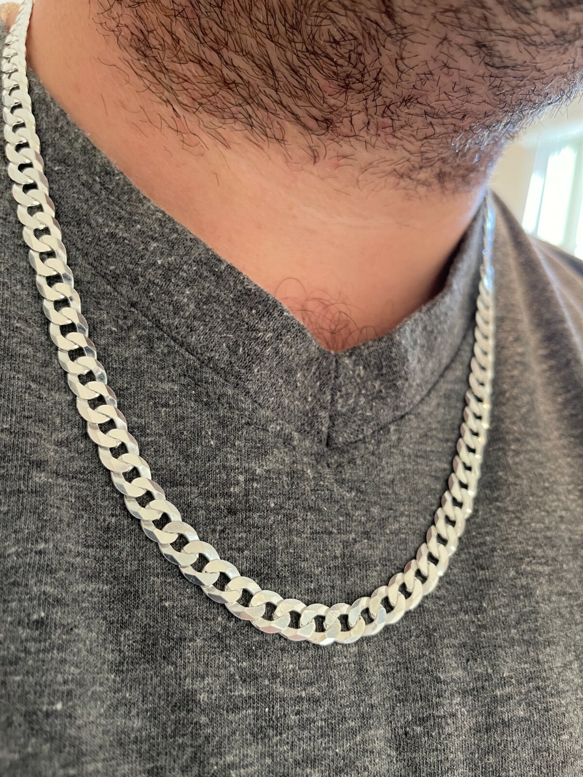 Solid 925 Sterling Silver Men’s Miami Cuban Link Chain Necklace 8mm ITALIAN MADE
