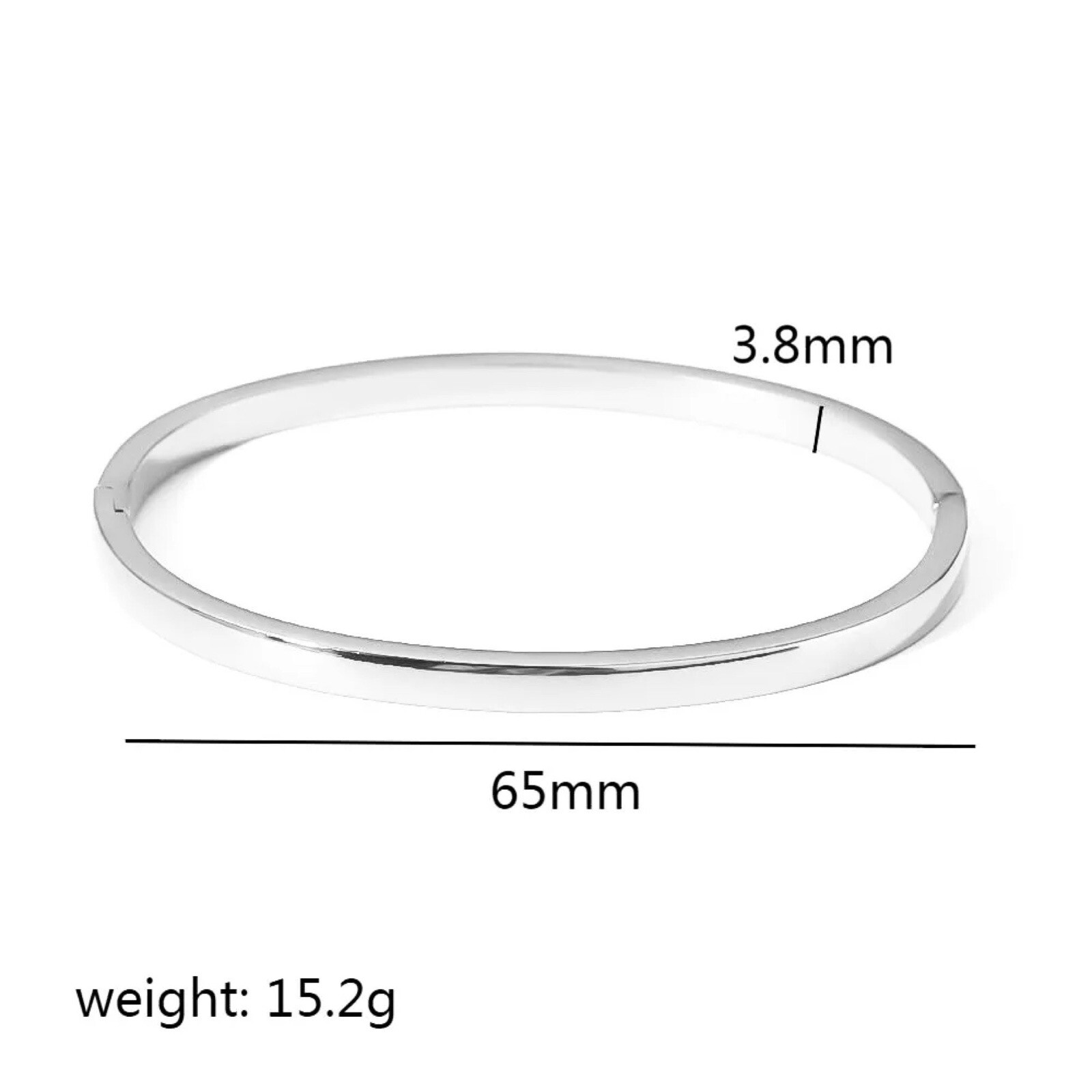 Stainless Steel Silver Slim Plain Women Tarnish-Free Cuff Bangle Bracelet Size 7