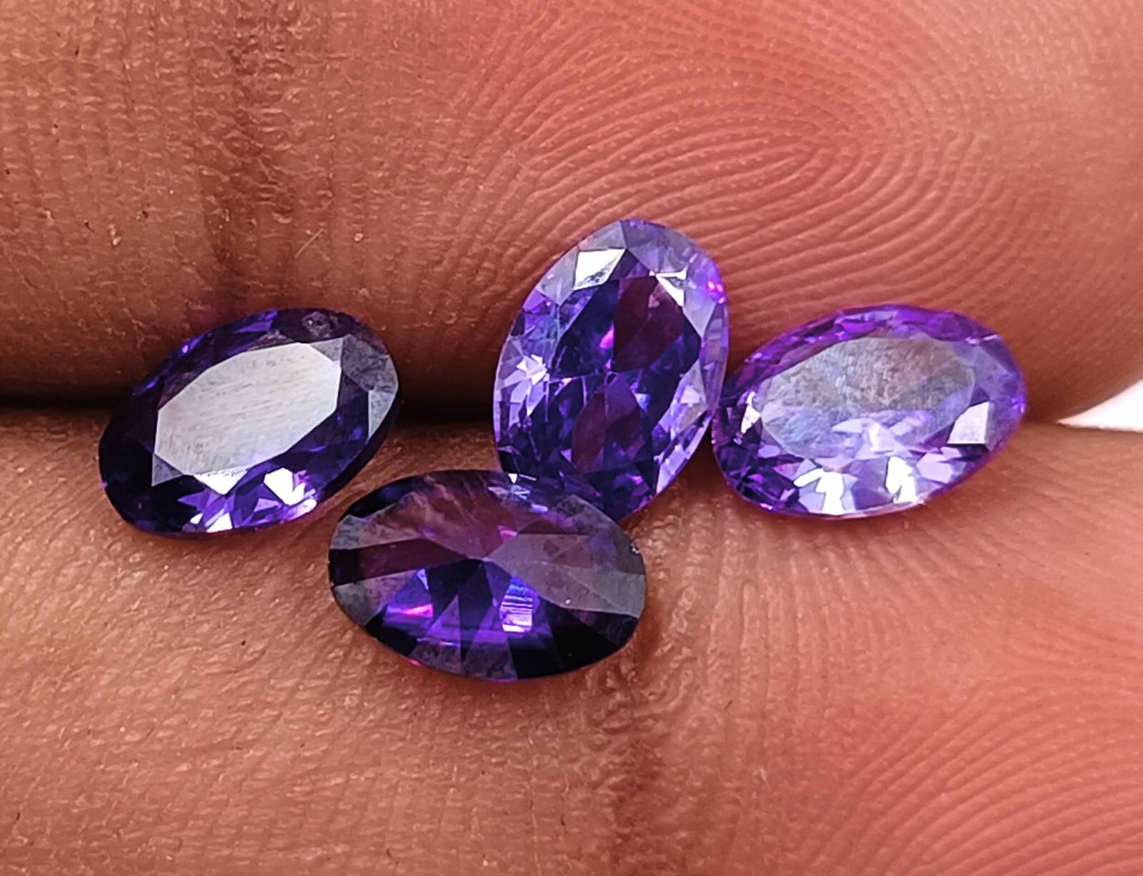 4 Pcs FLAWLESS Natural AAA Purple Sapphire LOT Certified Oval Cut Gemstone AKQ