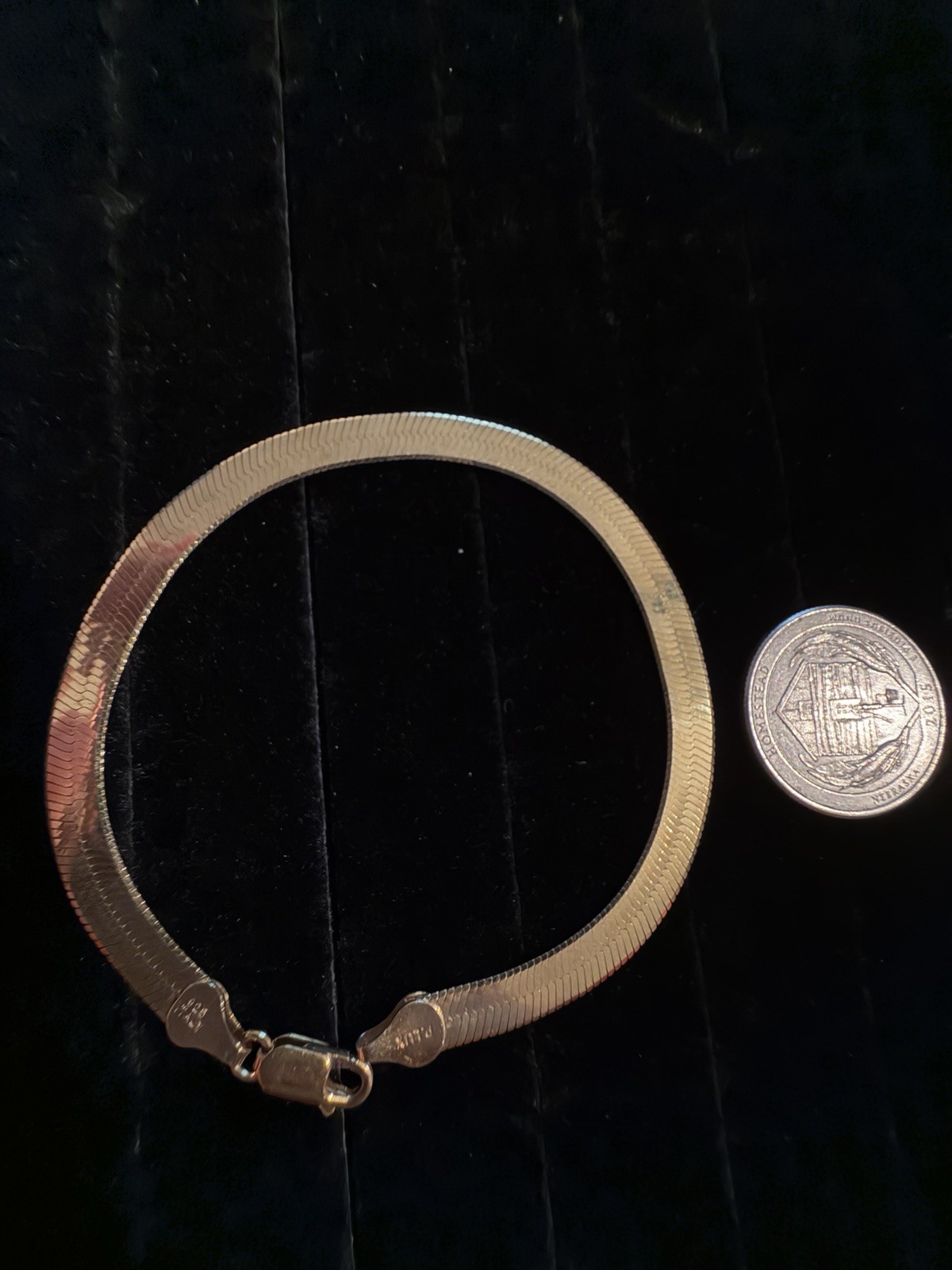 .925 Sterling Silver Gold Tone Herringbone 7 in. 5.3mm