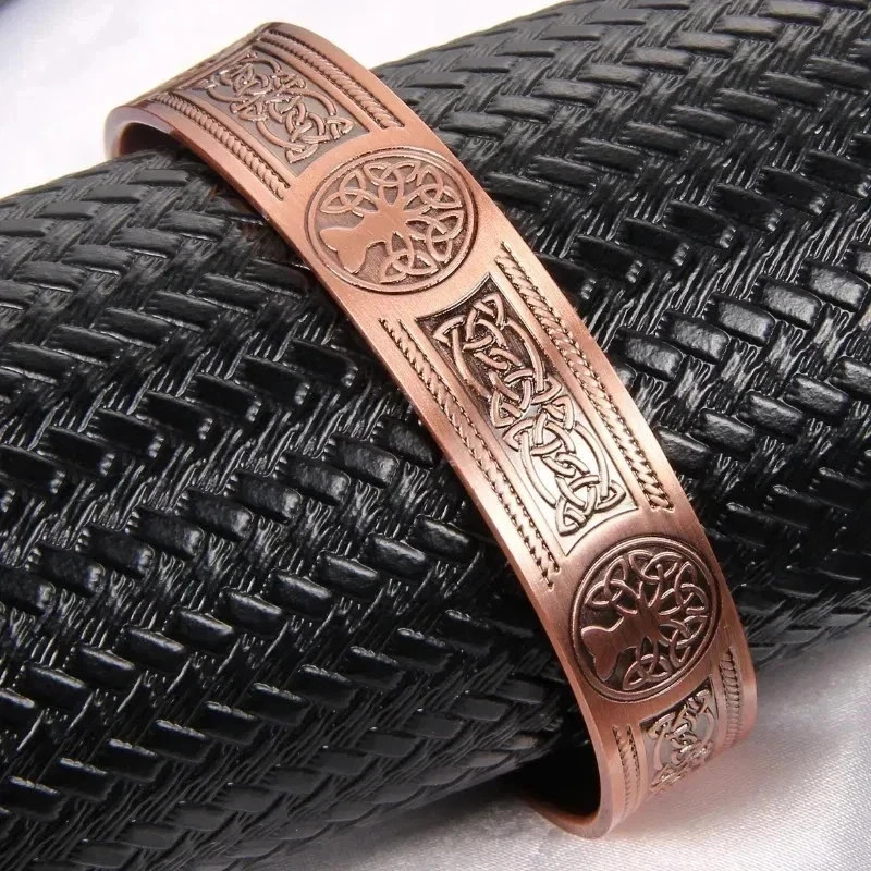 Magnetic Copper Tree of Life Bracelet Pain Relief Energy Balance Cuff Bangle****
