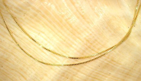 0.6MM PETITE 14K YELLOW GOLD PAVE-CUT DC BOX CHAIN NECKLACE 16-24″ 0.90-1.5GR #1
