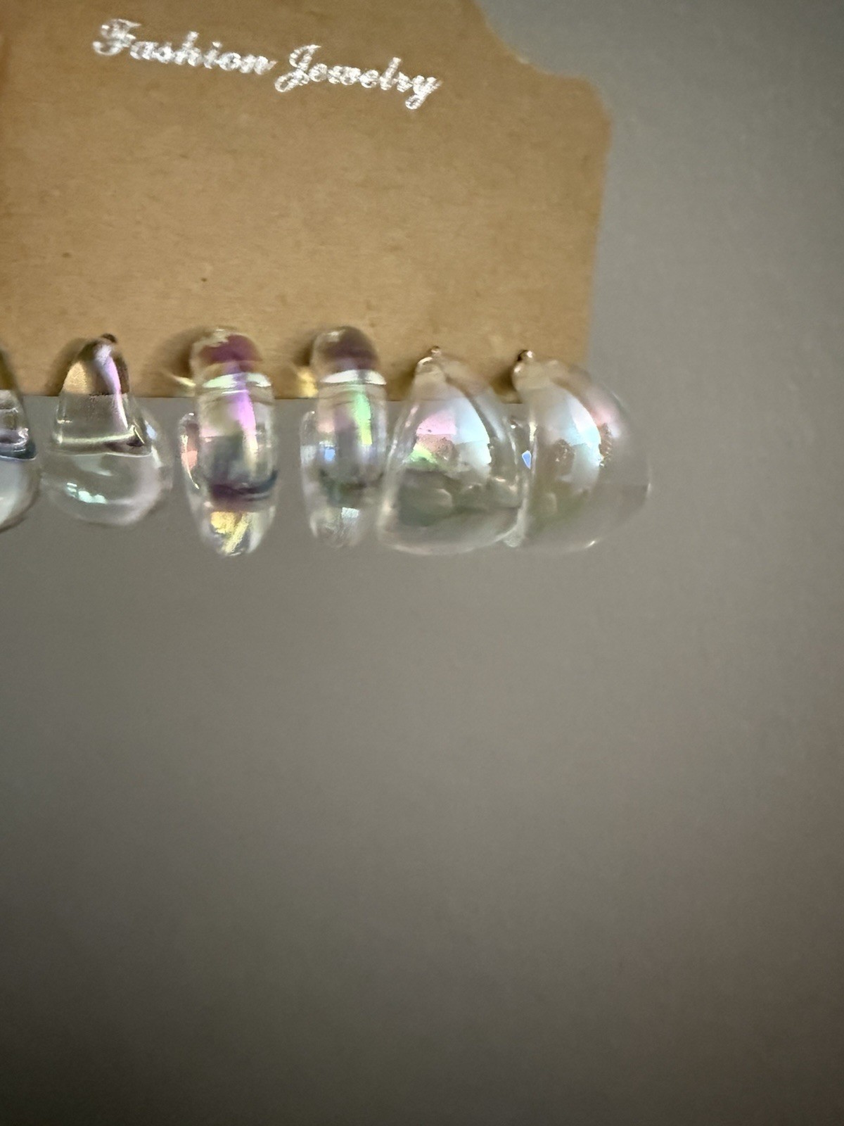 Iridescent Hoops Holographic Lucite Acrylic Transparent Retro Earrings Lot