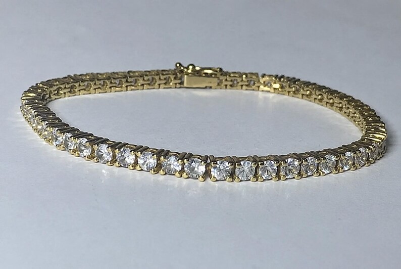 7′ Inch Long Tennis Wedding Bracelet Solid 14K Yellow Gold 6 CT Round Cut VVS1