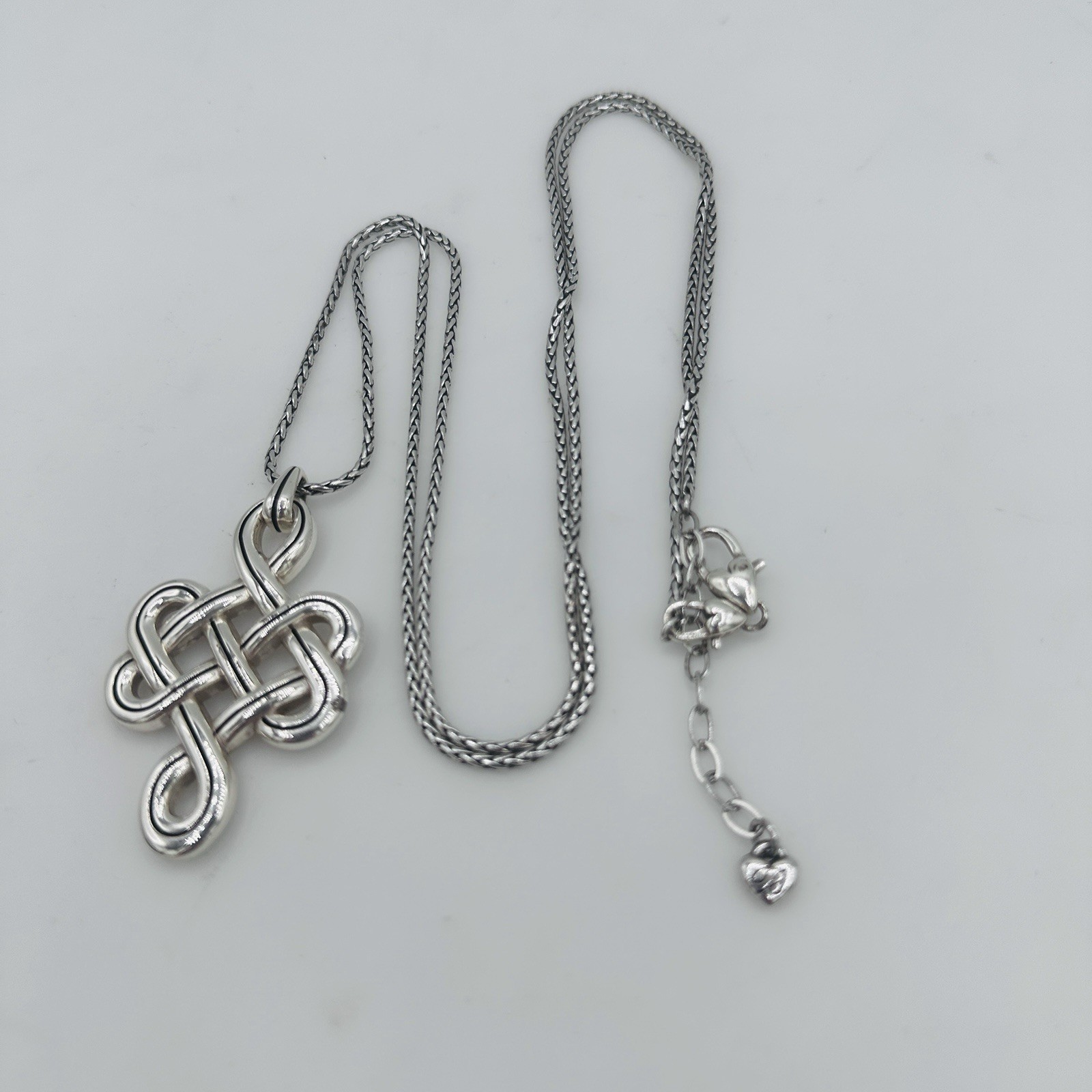Brighton Celtic Endless Knot Pendant Necklace Adjustable Silver Interlock Chain