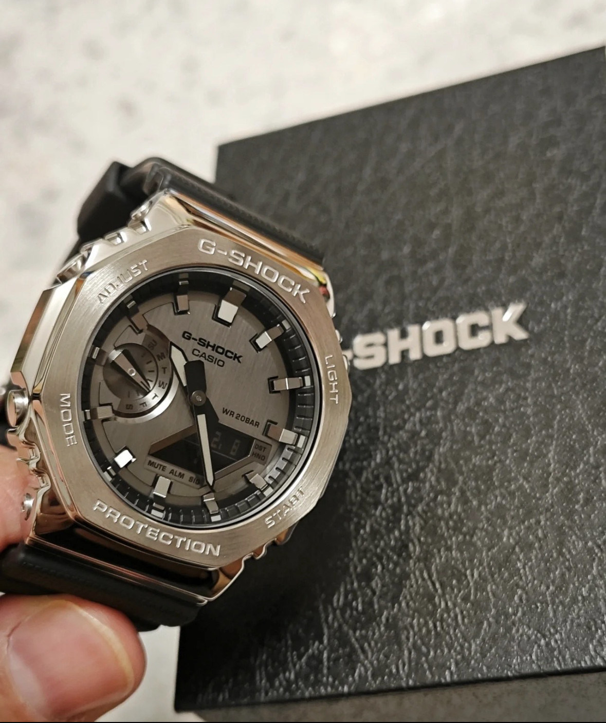 Casio G-Shock GA2100 Silver Case Black Dial Quartz Watch Brand New With Box