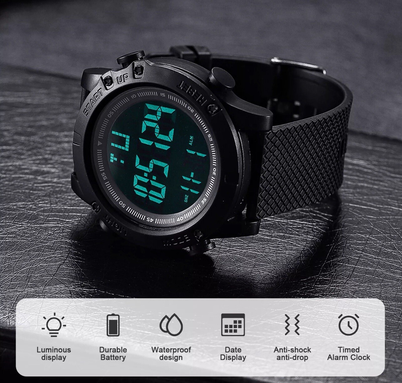 Men Waterproof Digital Sports Watch Military Tactical LED Backlight Wristwatch