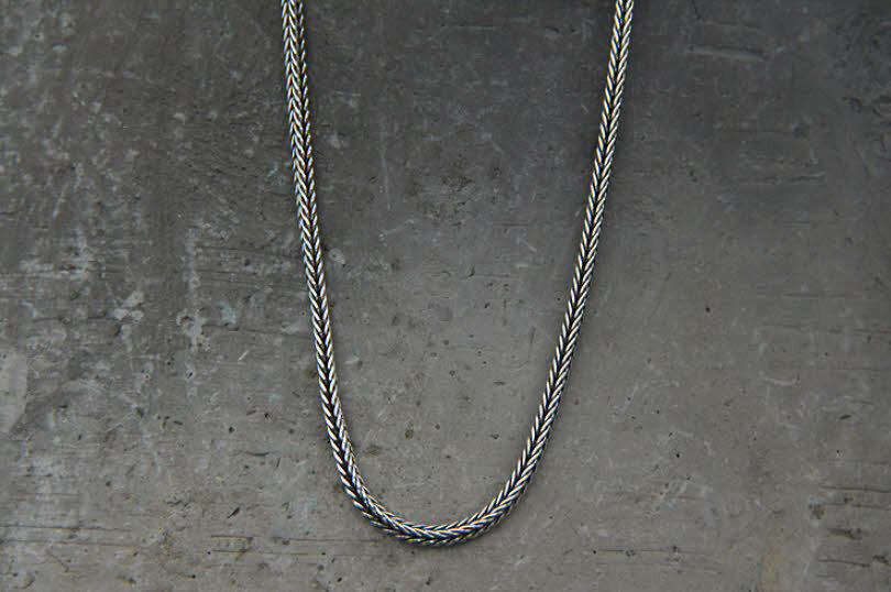 B25 Foxtail Chain 925 Sterling Silver Length 55cm 22inch Thickness 2mm