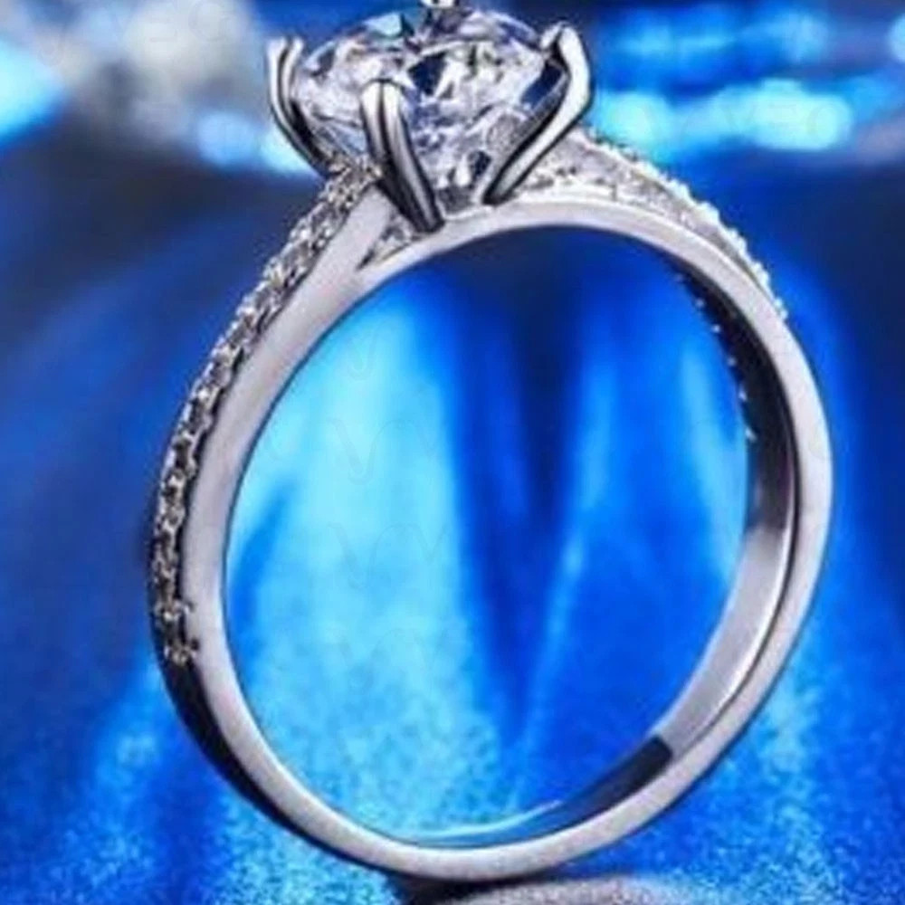 3.50Carat Round Shape Lab Created Prong Style Ring 14k White Gold Plated