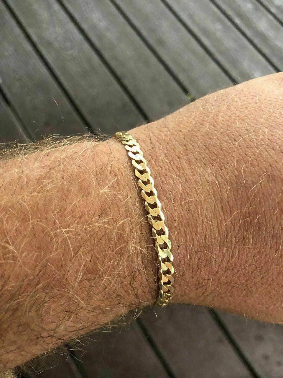 Men’s Miami Cuban Link Bracelet 14k Gold Plated Real Solid 925 Silver 5mm Italy