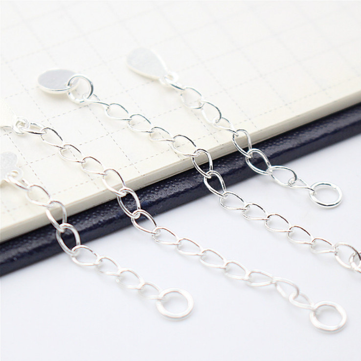 Safety Chain Necklace Extender 925 Sterling Silver Heart Adjustable Extension
