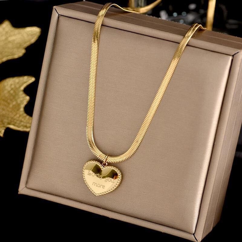 Women’s Fashion Jewelry Gold Heart Love You More Pendant Necklace 1-213