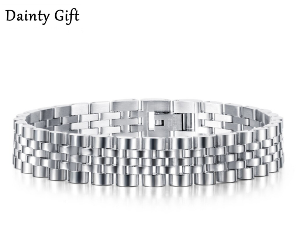 Hip Hop Fashion Men Boy Titanium Stainless Steel Chain Wrist Bracelet Bangle 8″