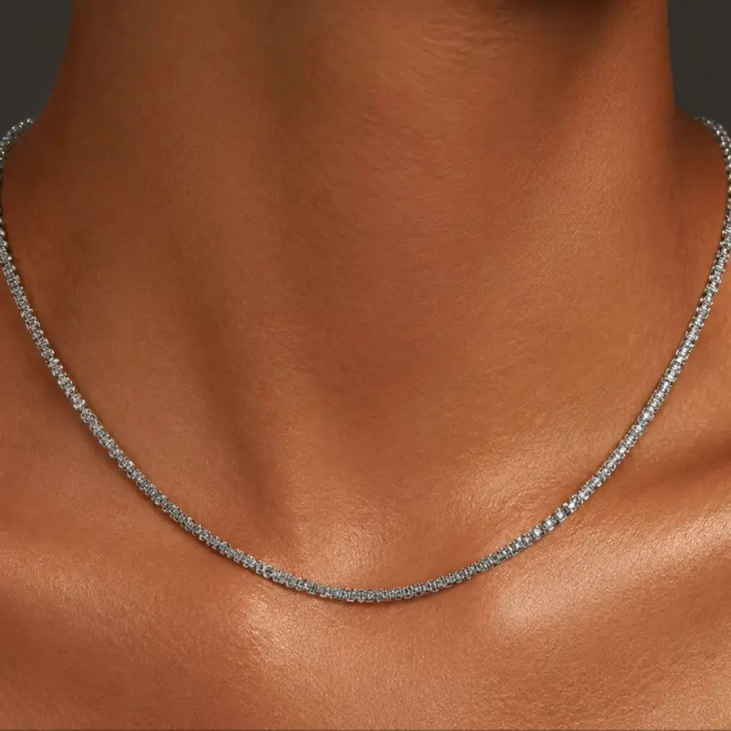 316L Stainless Steel Popcorn Chain 58cm, Non-Tarnish Beaded Wheat Necklace, Wate