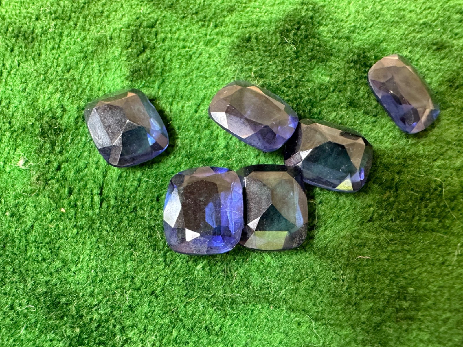 Vintage assorted lot 10MM x 12MM dark blue faceted back rhinestones lot of 6