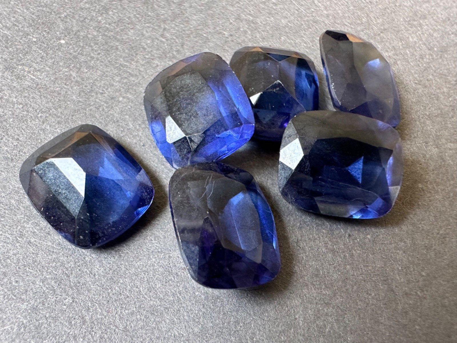 Vintage assorted lot 10MM x 12MM dark blue faceted back rhinestones lot of 6