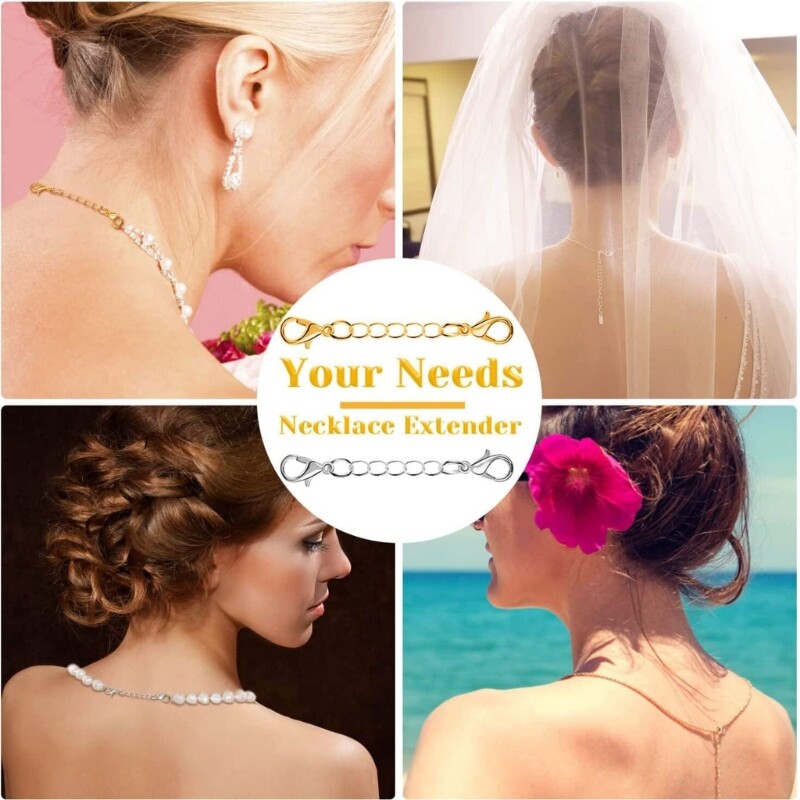10Pcs/set Necklace Extender Gold Silver Chain Extenders Jewelry Delicate Choker