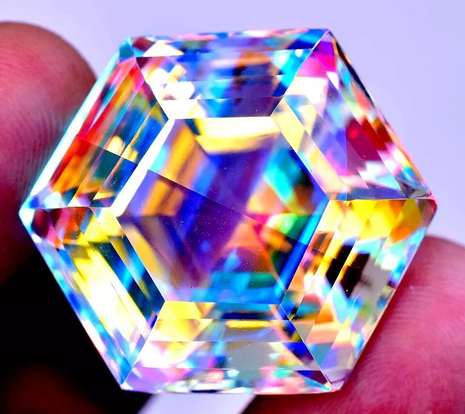 Natural Mystic Topaz 200 Ct+ Rainbow Color Hexagon Cut Certified Loose Gemstone