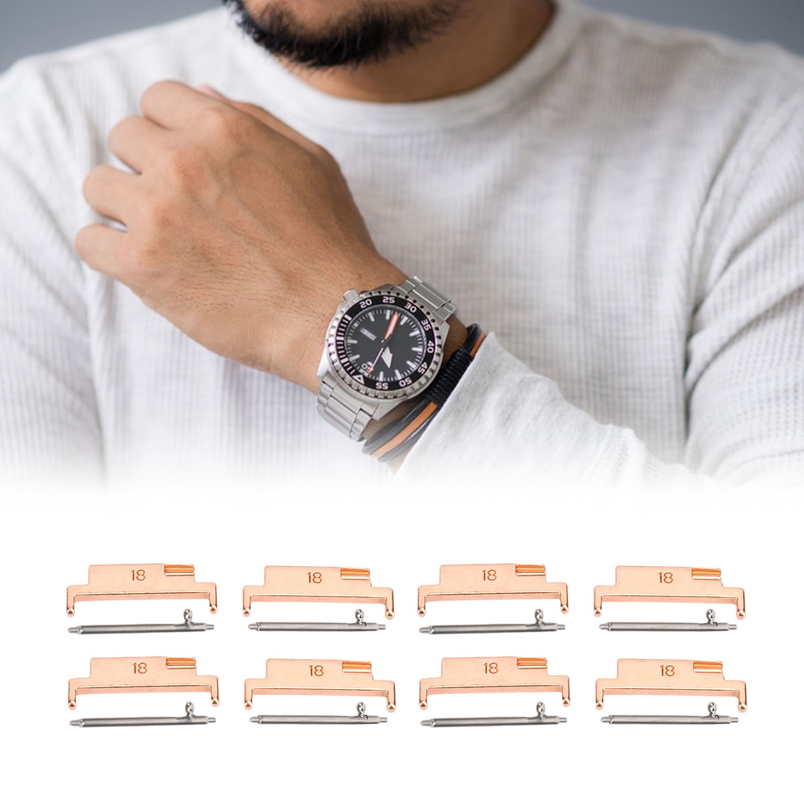 4 Pairs Band Adapters And Lugs Metal Connection Adapter For 18-22mm Watch Strap