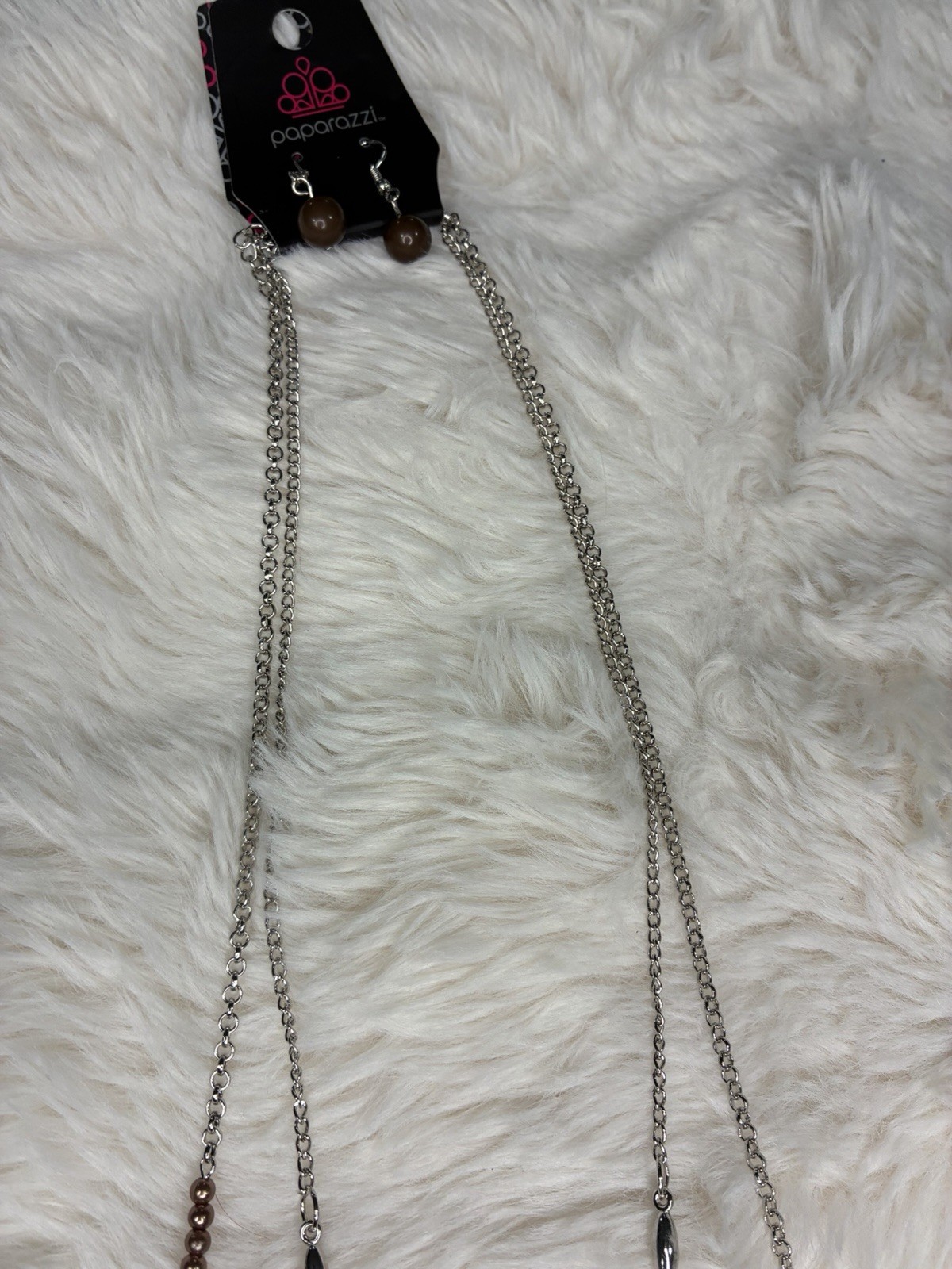Paparazzi Silver Tone Cable Chain Beaded Necklace w/ Black Animal Charm, Adj