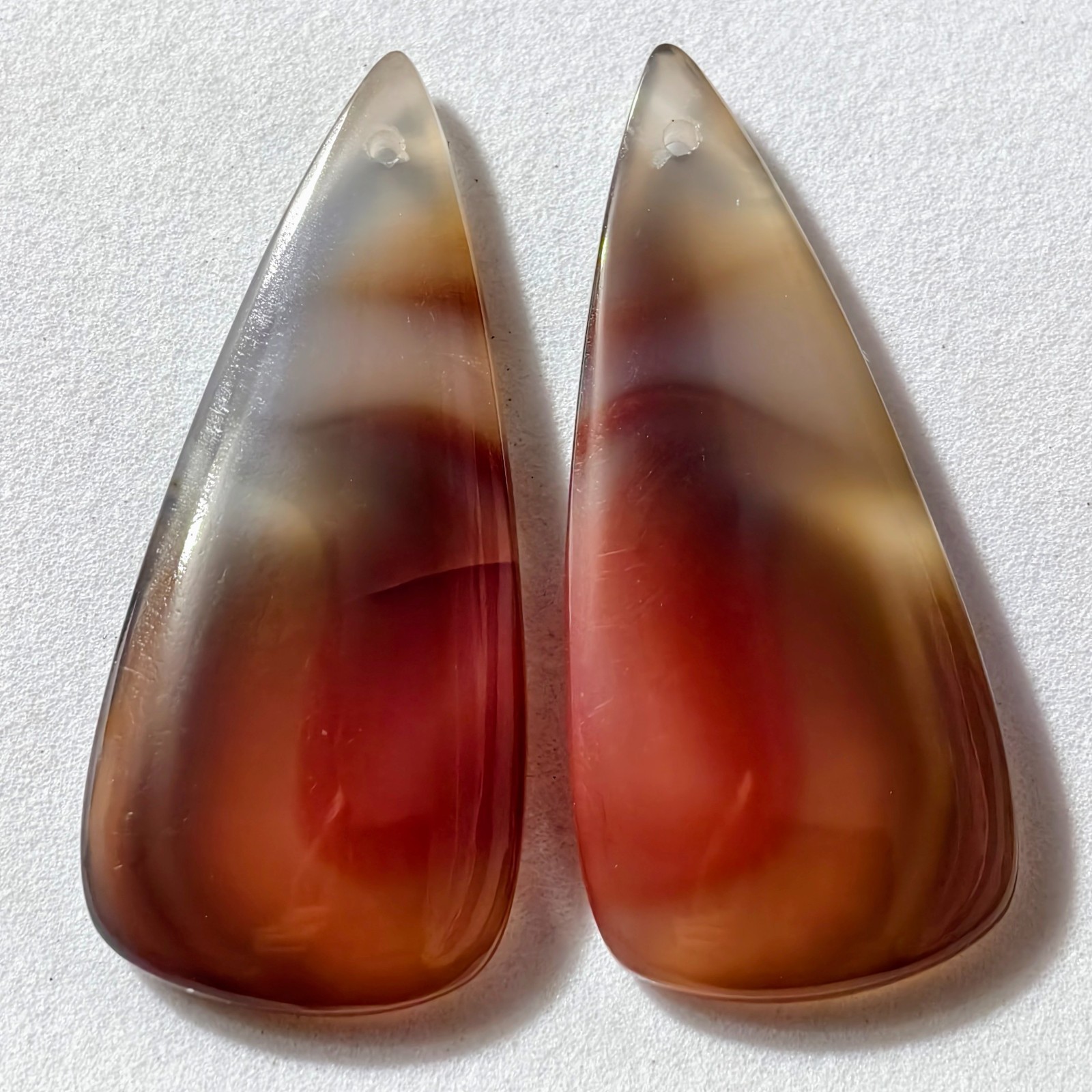46 Cts Natural Botswana Agate Drilled Pair Cabochon Gemstone 39.3 X 17.5 MM