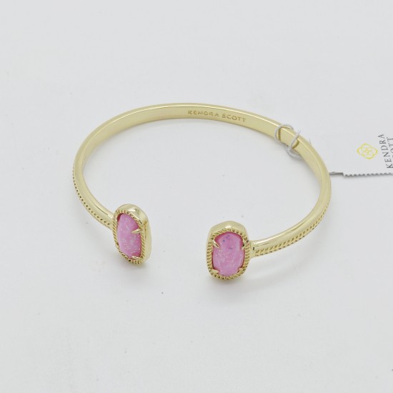 New Kendra Scott Elton Gold Cuff Bracelet in Pink Opal