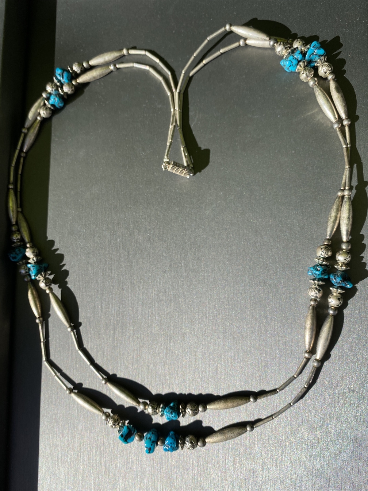 Vintage Necklace Southwest Liquid Silver Turquoise Estate Fine Jewelry Pre-Owned