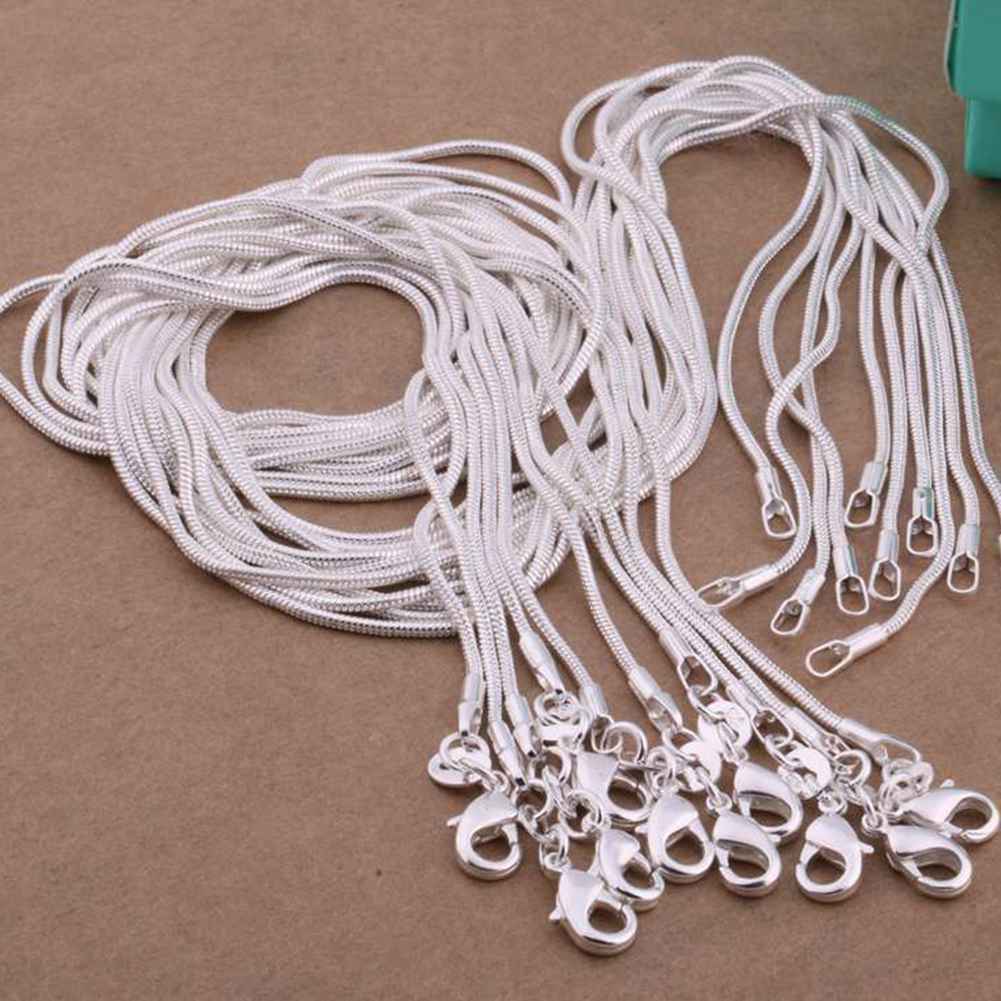 5/10Pcs Wholesale 925Sterling Solid Silver 2Mm 16-24 Inches Snake Chain Necklace