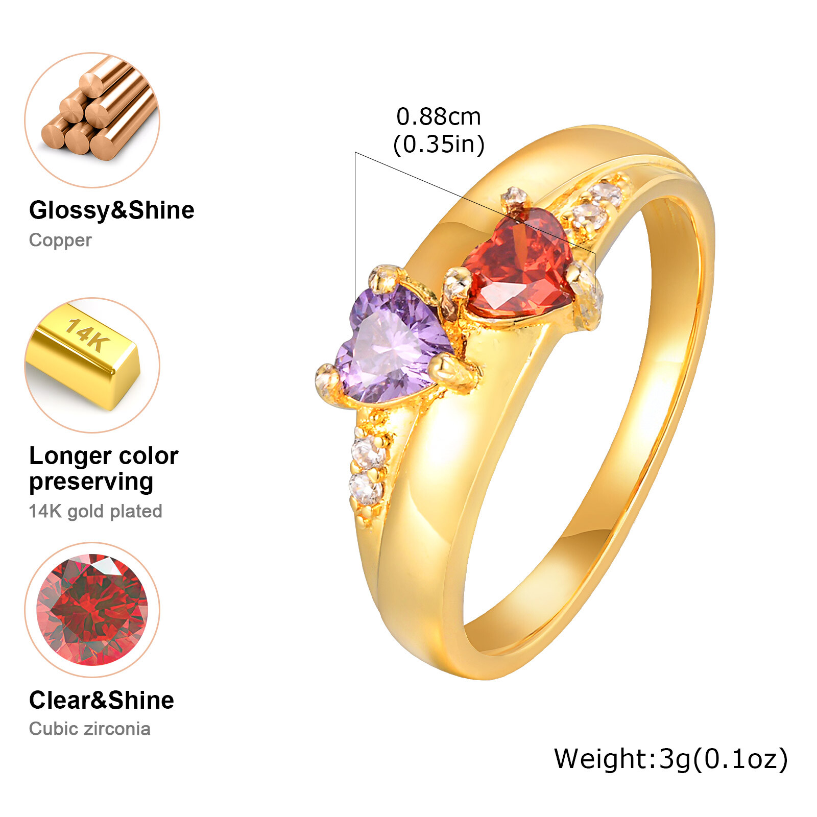 VNOX Custom Birthstone Ring Personalized Christmas Anniversary Gift for Women