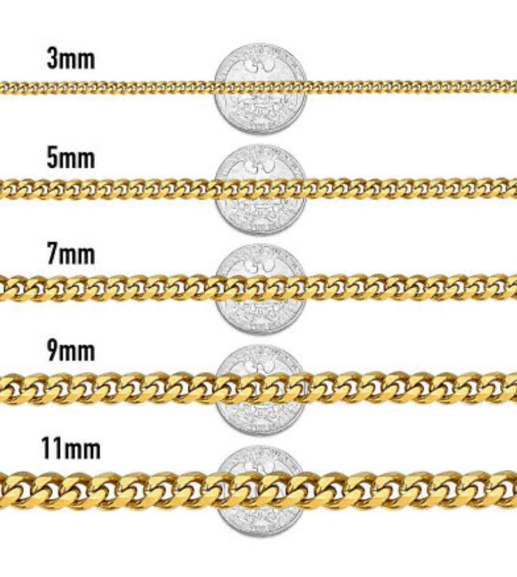 18k Gold Plated Necklace Cuban Curb Chain 6-34″ inch Men women 3-11mm