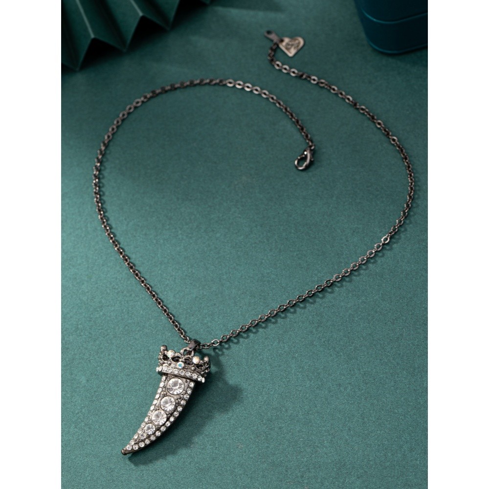 Crown Tooth Pendant Necklace Women Men Gothic Rhinestone Chain Fashion Jewelry