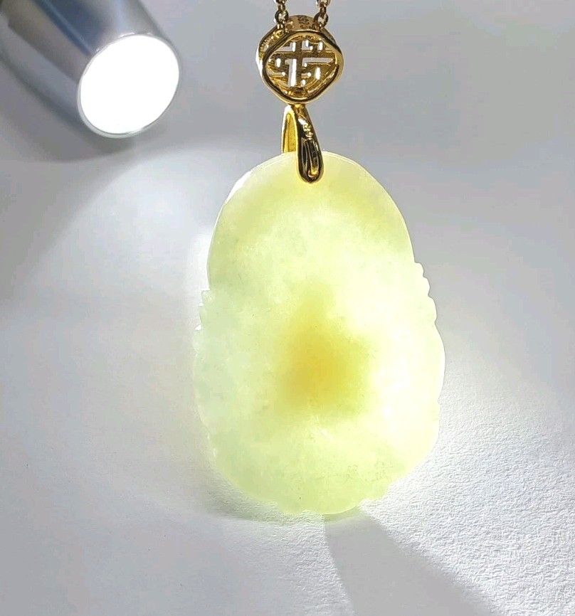 Certificated Dragon Jade Pendant 24K Gold Coated with silver hook 镀千足金玉吊坠龙生肖翡翠A货