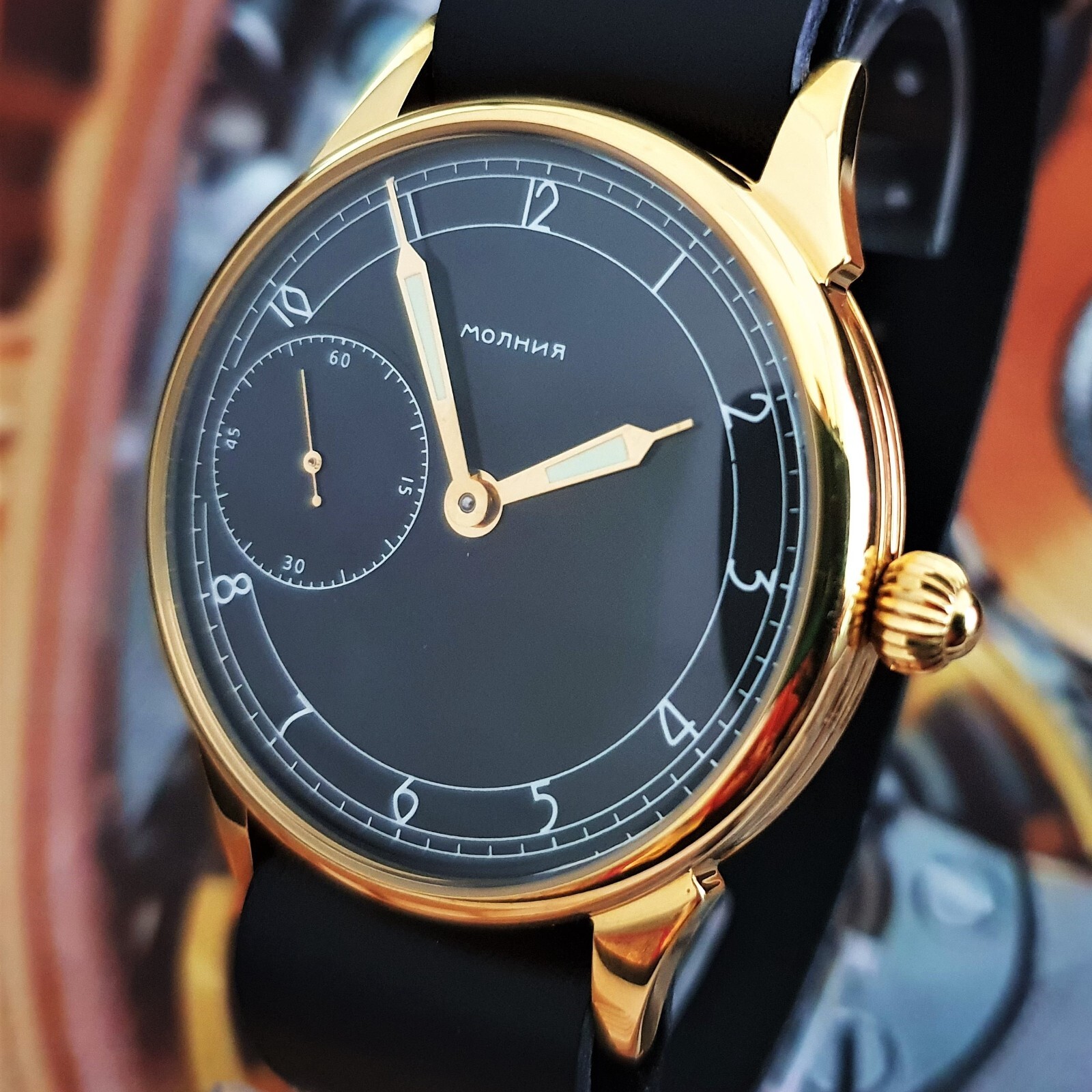 Watch Marriage MOLNIJA 3602 WristWatch Mechanical Vintage Style USSR Gold Case