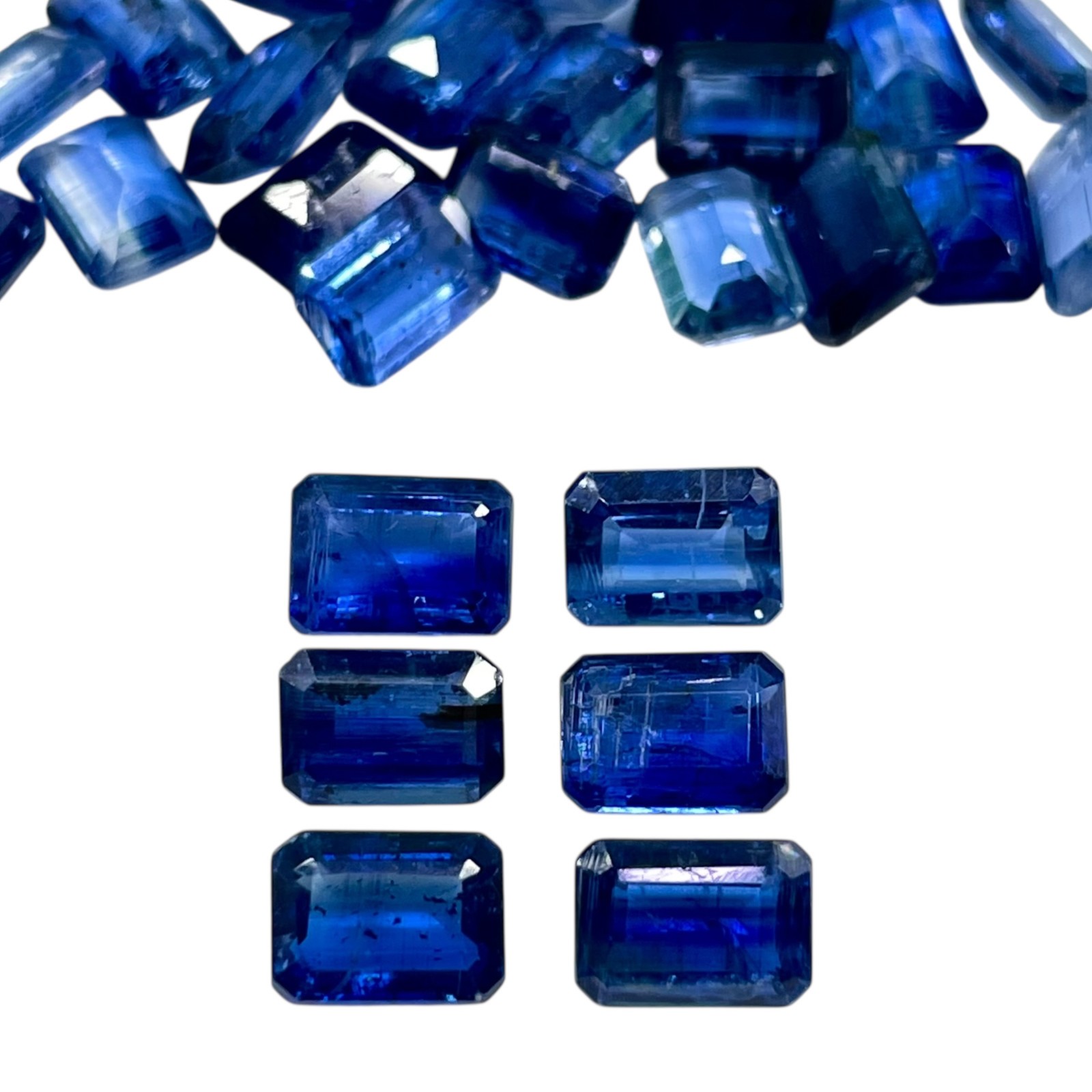 6 Pcs Natural Kyanite Blue 7x5mm Octagon Cut Untreated Loose Gemstone Lot 7 Cts