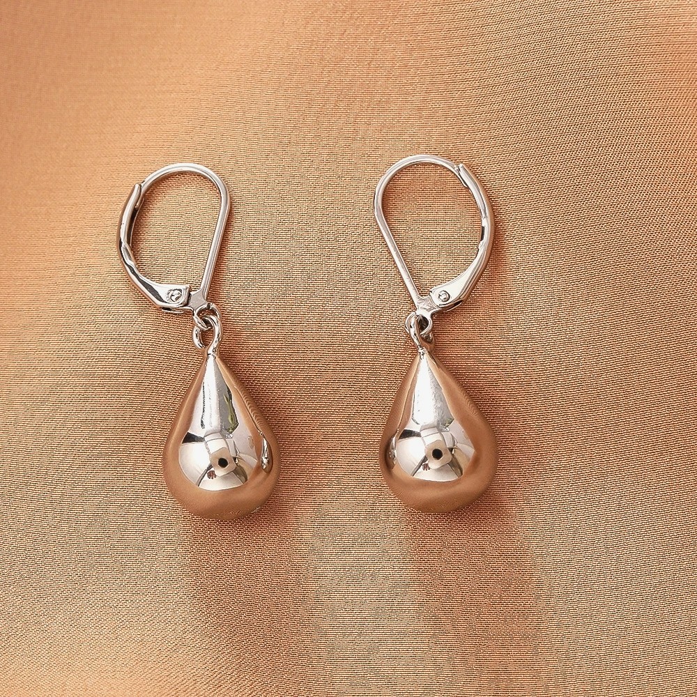 Minimalist Silver Plated Alloy Polished Eeardrop Hanging Fashion Drop Earrings