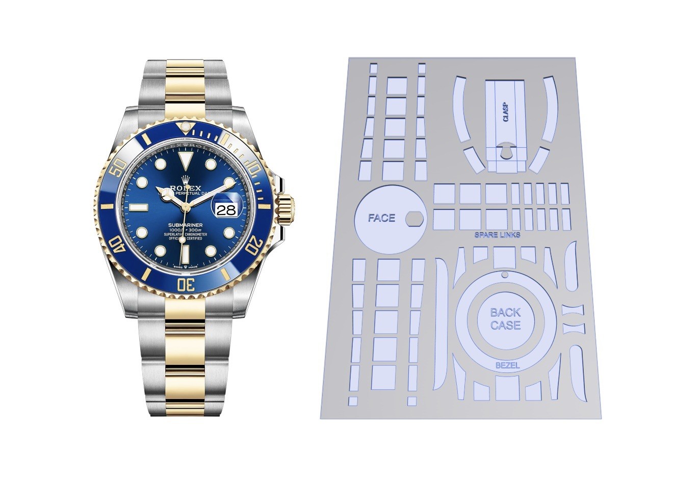 Clear Protective Sticker Kit for Rolex Submariner Steel/Gold 41 Nov2020-now