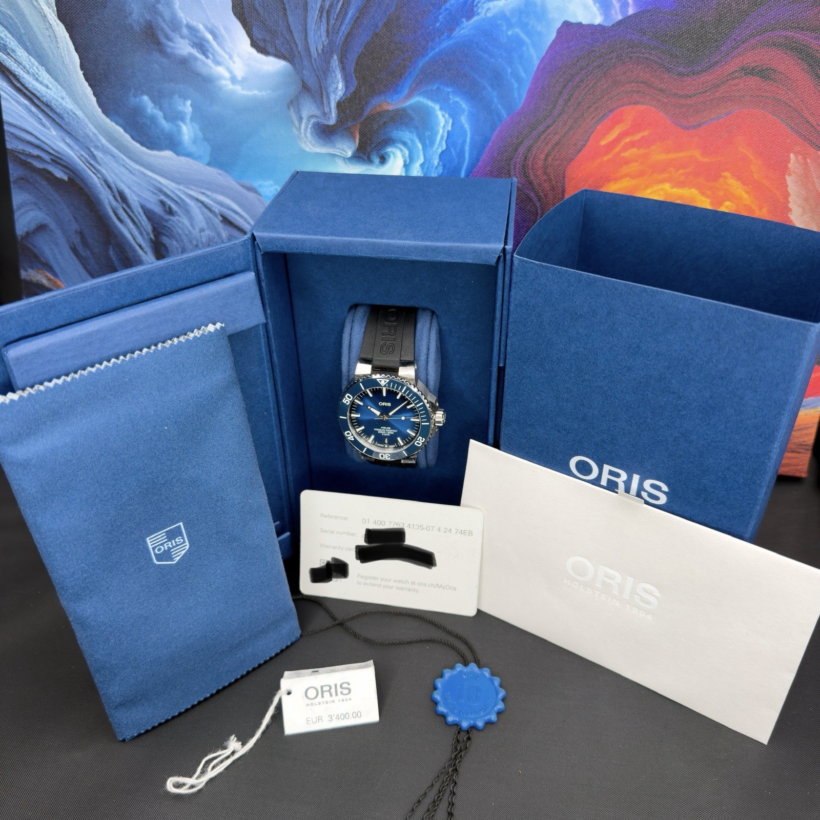 Oris Aquis Blue Dial Full Set Very Good Condition 10 Year Warranty
