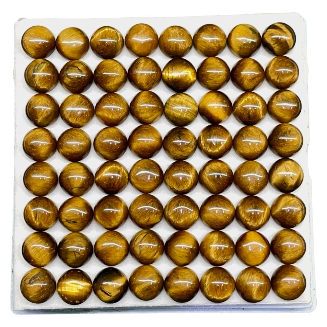 42 Pcs Natural Tiger Eye 10mm Round Cabochon Wholesale Loose Gemstones Lot