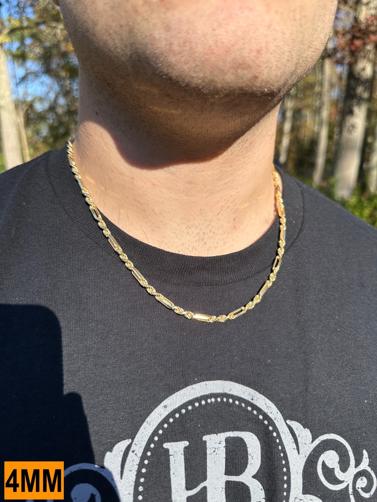 FigaRope Milano Chain Real Solid 14K Gold Plated 925 Silver Necklace Bracelet