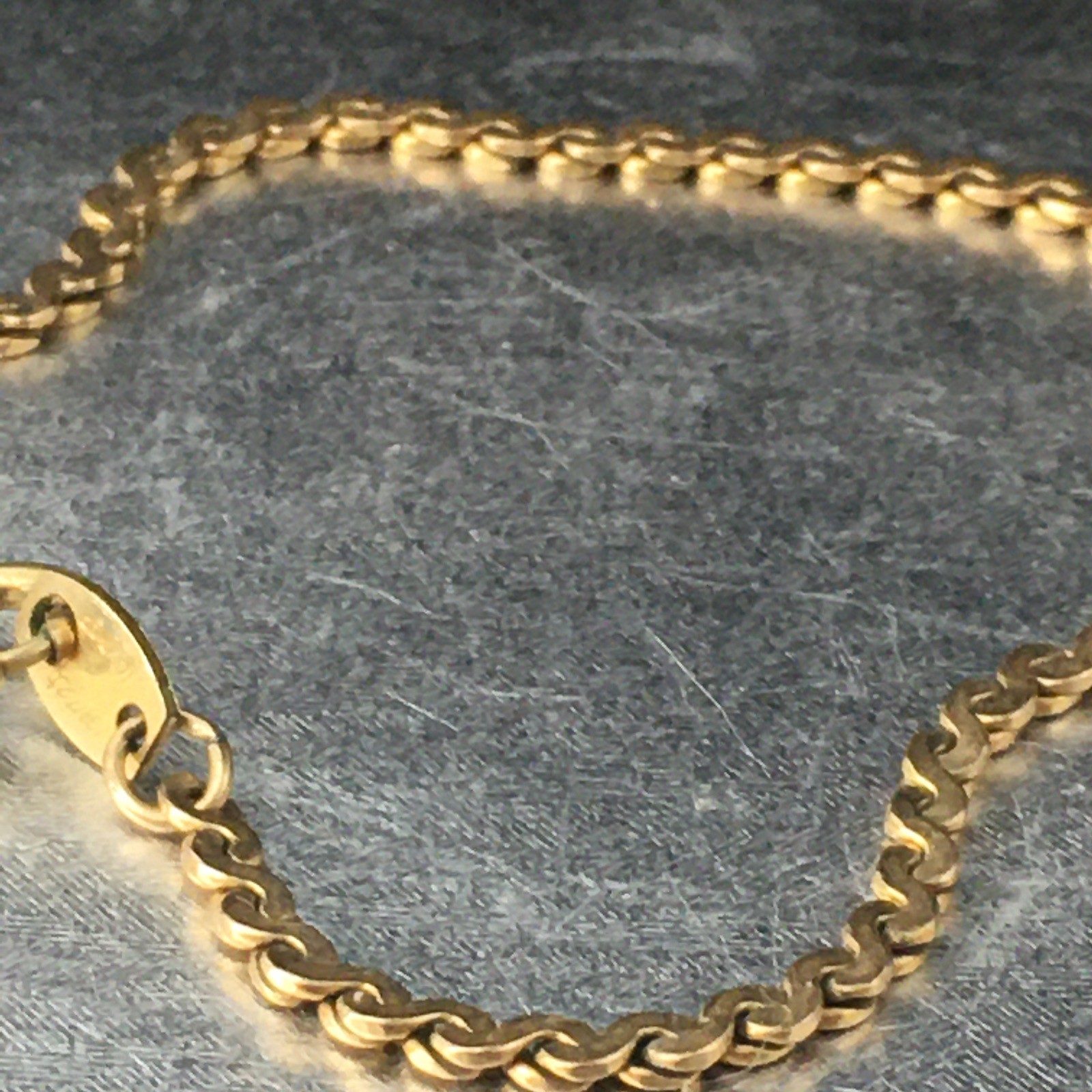 Vtg SWEET 1/20 14k Gold Filled Twist Chain Bracelet 8.5″