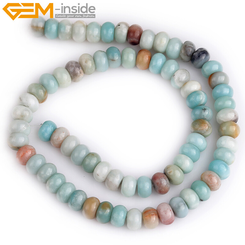 Natural Amazonite Rondelle Spacer Beads Gemstone Loose Beads Jewelry Making 15″