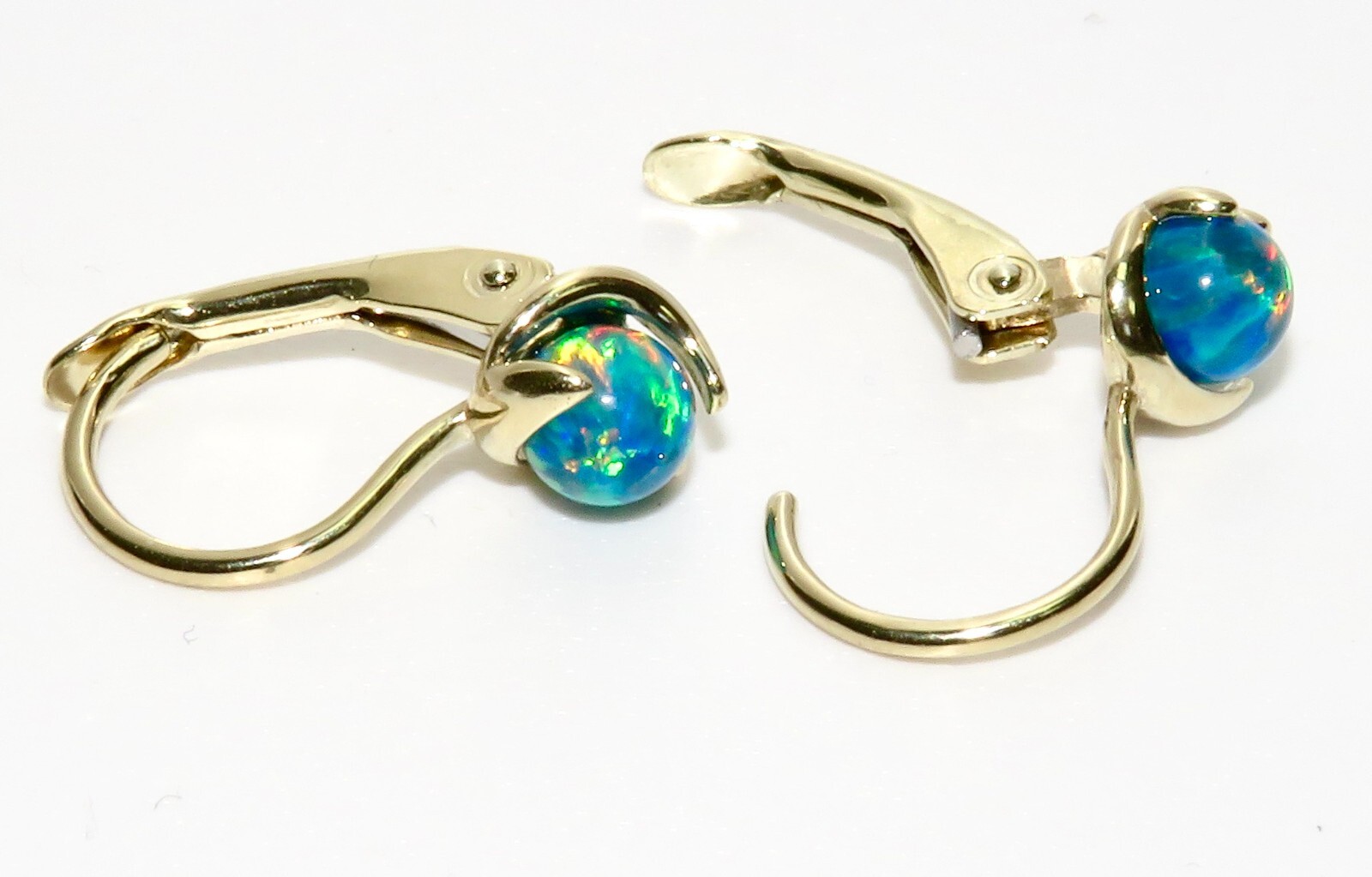 9ct Gold Black Opal Leverback Drop Earrings – Solid 9K Gold