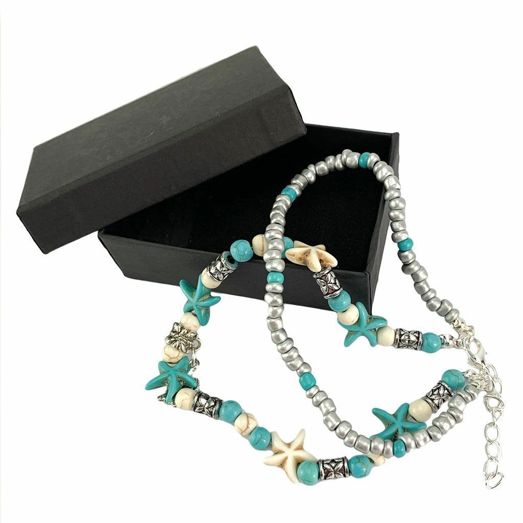 New Boho Ankle Bracelet Silver Tone Women Fashion Beaded Adjustable Beach Anklet