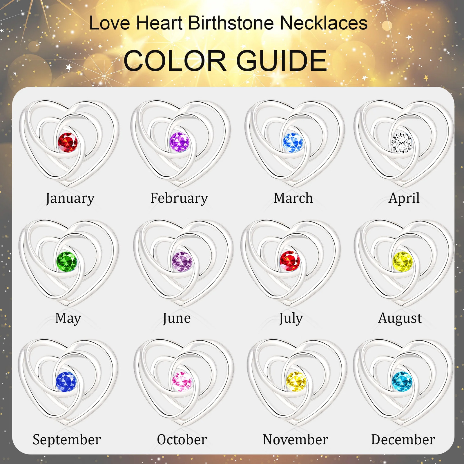 S925 Sterling Silver Plated Love Heart Necklaces for Women Girls CZ November Bir
